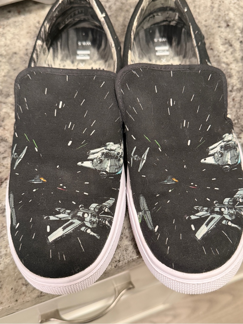 Toms Star Wars Black Starfighter Slip-On Shoes 8.5 Women’s
